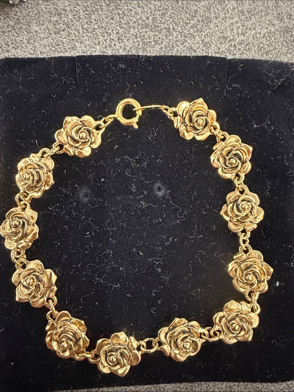 Vintage Avon Gold Rose Link Bracelet - Floral Chain